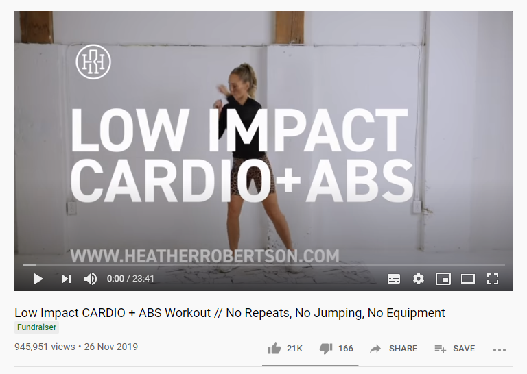 #WorkoutWednesday Review- Heather Robertson’s Low Impact Cardio + Abs!